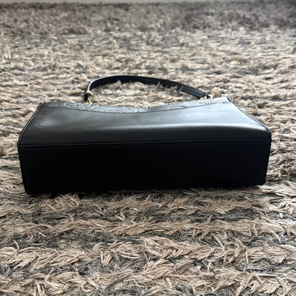 Karl Lagerfeld Luxury Black Floral Shoulder Bag with Gold Hardware - Picture 3 of 14